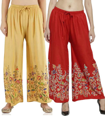 OMAAYA Comfort Fit Women Beige, Red Trousers