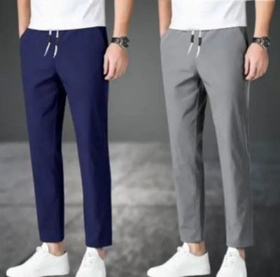 Kashmiri threading Solid Men Blue, Grey Track Pants