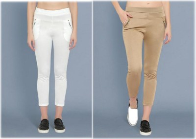 STYLOKAT Regular Fit Women White, Beige Trousers