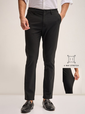 THE BEAR HOUSE Slim Fit Men Black Trousers