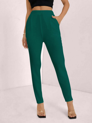 NAVYANKAA Regular Fit Women Dark Green Trousers