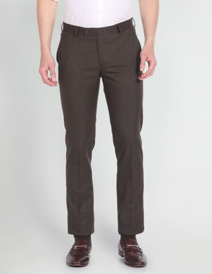 ARROW Regular Fit Men Brown Trousers