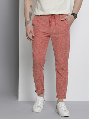 The Indian Garage Co. Slim Fit Men Orange Trousers