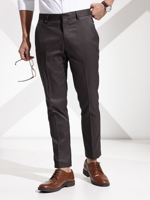encore by INVICTUS Regular Fit Men Brown Trousers