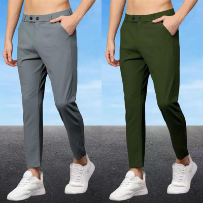 We Perfect Slim Fit Men Grey, Green Trousers