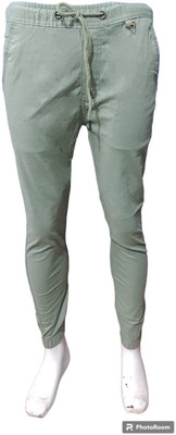 QFAA Regular Fit Men Green Trousers