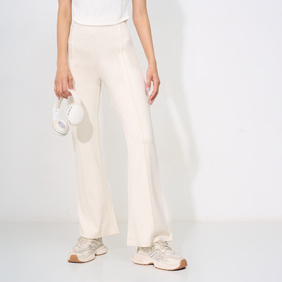 PEOPLE Flared Women White Trousers