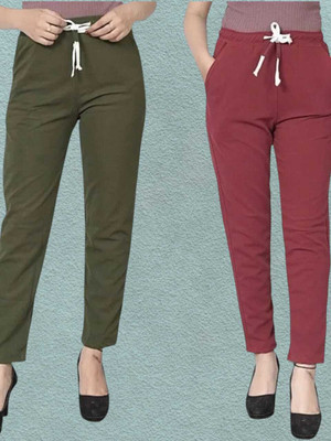 Trandone Regular Fit Women Pink, Green Trousers
