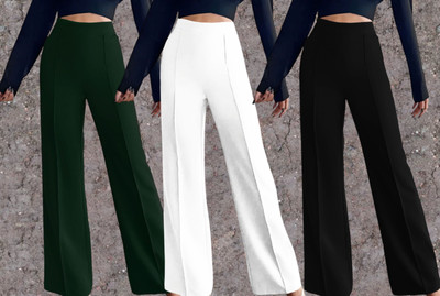 Parona Regular Fit Women Green, White, Black Trousers