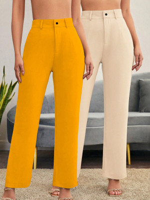 Toochki Relaxed Women Beige, Yellow Trousers