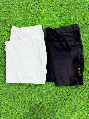zide textile Straight Fit Women White Trousers