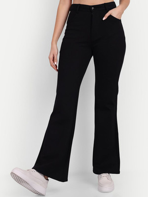 Broadstar Flared Women Black Trousers