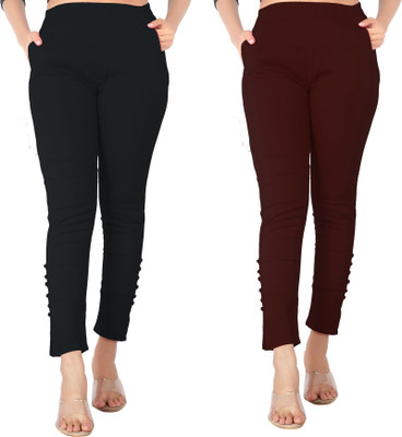 DKD Slim Fit Women Black, Brown Trousers