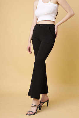 High Glitz Regular Fit Women Black Trousers