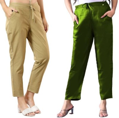 Hendygraph Regular Fit Women Gold, Green Trousers