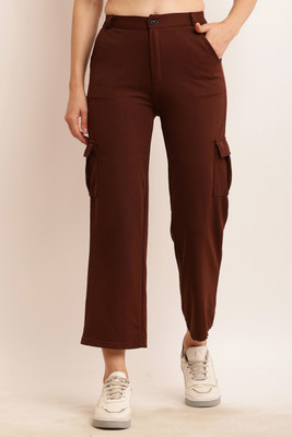 Indy Made Straight Fit Women Maroon Trousers