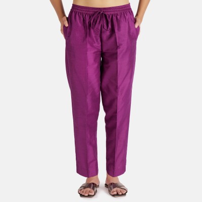 NOORI Regular Fit Women Purple Trousers