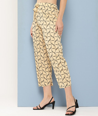 Aarika Regular Fit Girls Beige Trousers