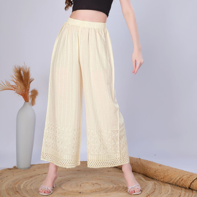 Vivika Flared Women Cream Trousers