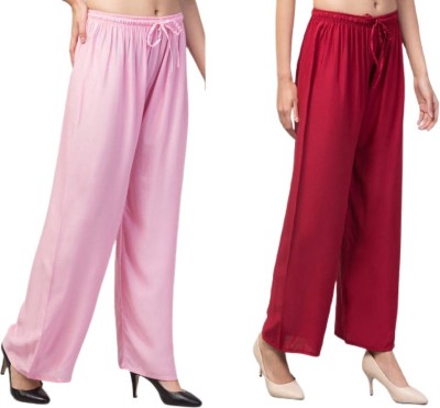 LYROO Flared Women Pink, Red Trousers