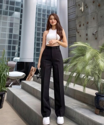 BLUELOCK Regular Fit Women Black Trousers
