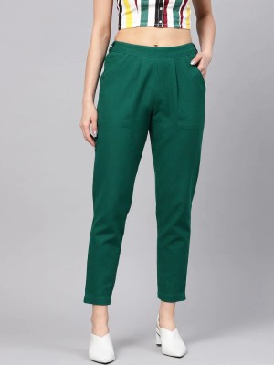 KASHISHIYA Regular Fit Women Dark Green Trousers