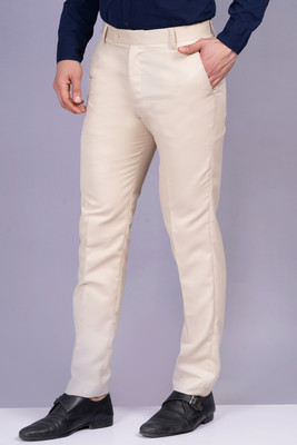 GLAUCUS Regular Fit Men Cream Trousers