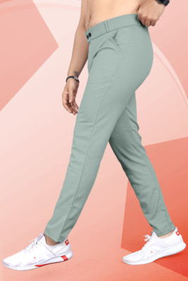 INDICLUB Slim Fit Men Light Green Trousers