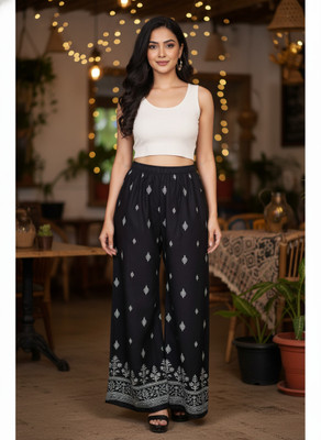 ZAYRAHETHNIK Regular Fit Women Black Trousers