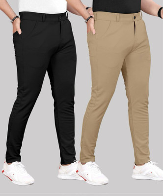 Firstlook Regular Fit Men Black, Khaki Trousers
