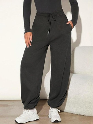 POSU TRENDZ Solid Women Black Track Pants