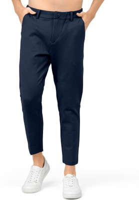 SOUNDRYAFABRIC Slim Fit Men Dark Blue Trousers