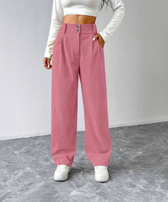 Rajovati Loose Fit Women Pink Trousers
