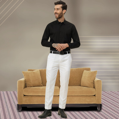 TDE Regular Fit Men White Trousers