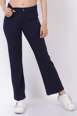 CLOTHINK India Regular Fit Women Blue Trousers