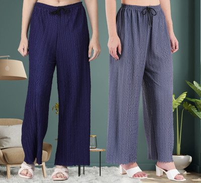 KWSH Regular Fit Women Blue, Grey Trousers