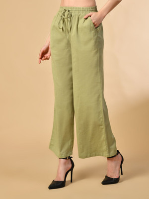 ADRIANA Regular Fit Women Green Trousers