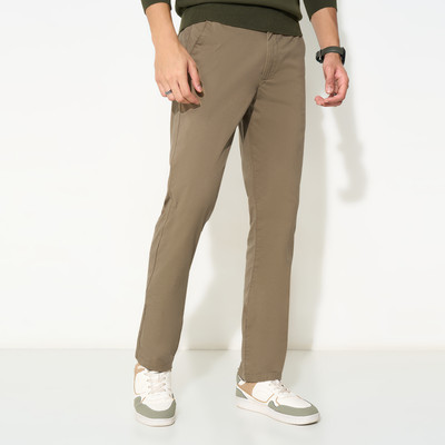 Peregrine by Pantaloons Slim Fit Men Brown Trousers