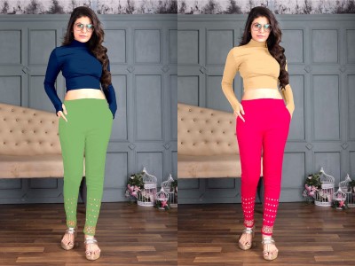 The Bunny's Regular Fit Women Green, Pink Trousers