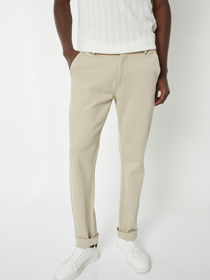 MAX Regular Fit Men Beige Trousers