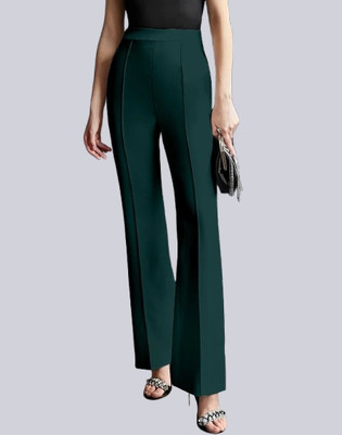 HouseOfCommon Regular Fit Women Dark Green Trousers