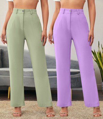 CHALODIA Regular Fit Women Purple, Light Green Trousers