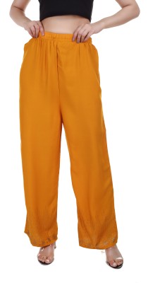 LYROO Flared Women Yellow Trousers