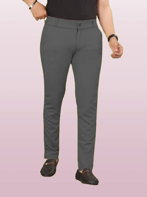 HEMAFASHION Slim Fit Men Grey Trousers