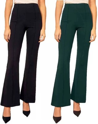 GLADLY Regular Fit Women Black, Green Trousers