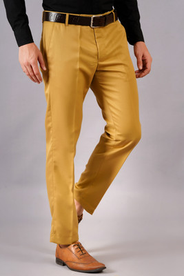 FUKUSO Regular Fit Men Yellow Trousers