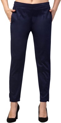 Qute Women's Regular Fit Women Dark Blue Trousers