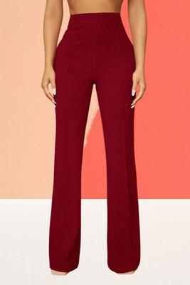 AKOTTY Comfort Fit, Regular Fit Women Maroon Trousers