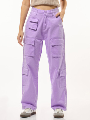 BEWAKOOF Relaxed Women Purple Trousers