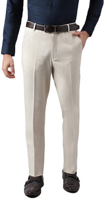 SUBTRACT Slim Fit Men Cream Trousers